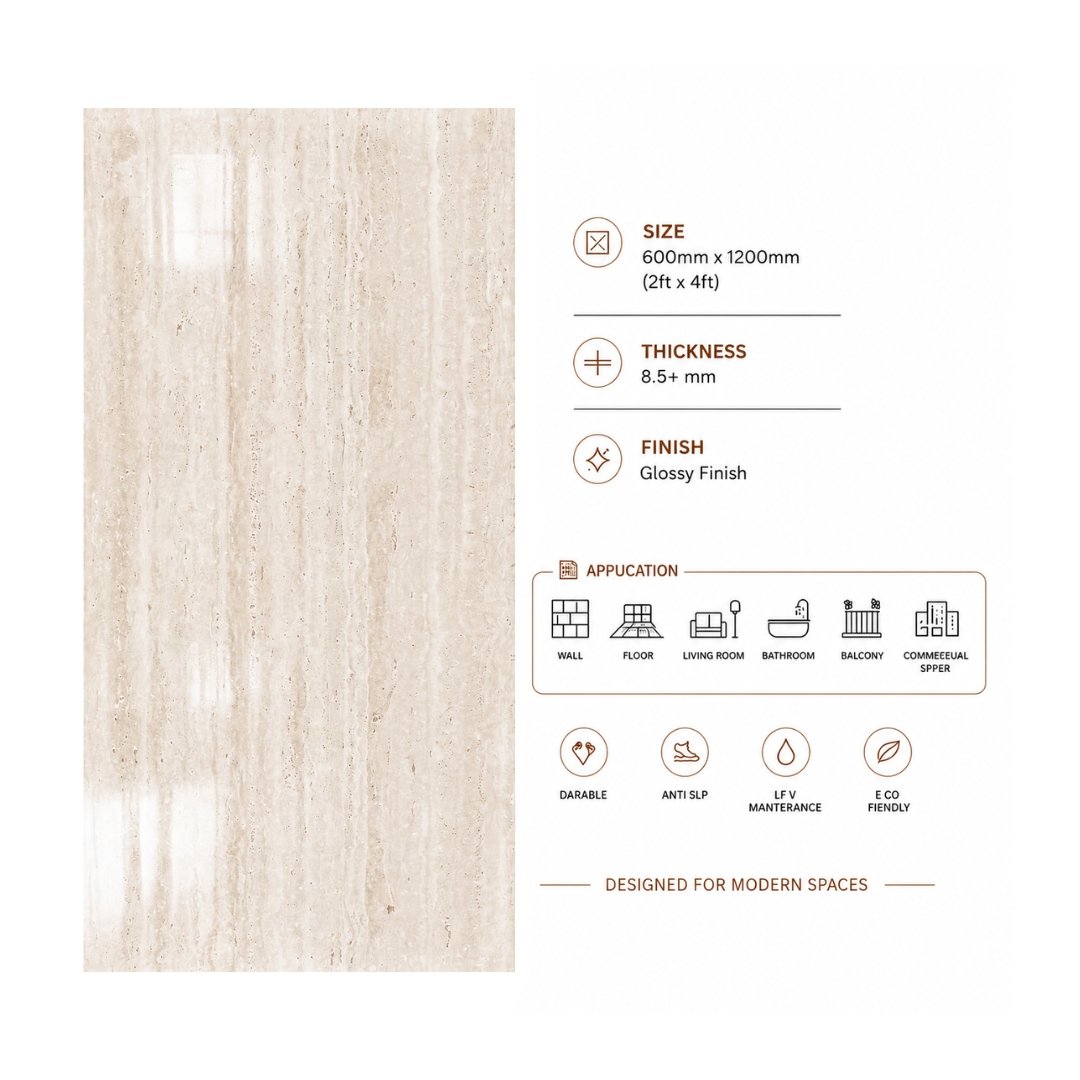 AL Traventino Beige Marble & Stone Living Area Tiles - My Home Studio